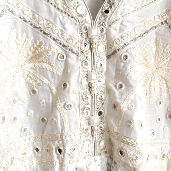 Ethnic by Urban Outfitters White Embroidered Midi Dress M - Picture 8 of 11